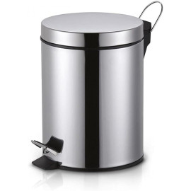 Lixeira Inox com Pedal, Aço Inoxidável, Balde Removível e Pedal Antiderrapante