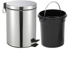 Lixeira Inox com Pedal, Aço Inoxidável, Balde Removível e Pedal Antiderrapante