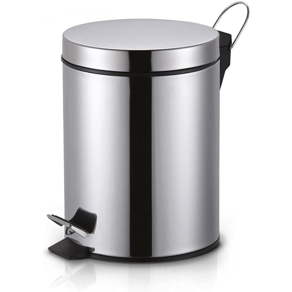 Lixeira Inox com Pedal, Aço Inoxidável, Balde Removível e Pedal Antiderrapante