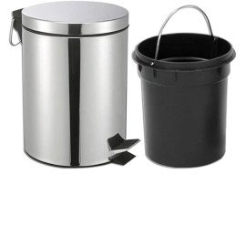 Lixeira Inox com Pedal, Aço Inoxidável, Balde Removível e Pedal Antiderrapante