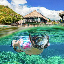 Máscara de Mergulho com Snorkel Duplo Piscina Natação 