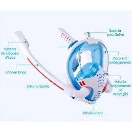 Máscara de Mergulho com Snorkel Duplo Piscina Natação 