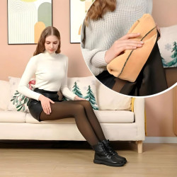 Meia Calça De Frio Lã Forrada Com Pelúcia Aveludada Translúcida Térmica Modeladora Inverno Com Pé Premium