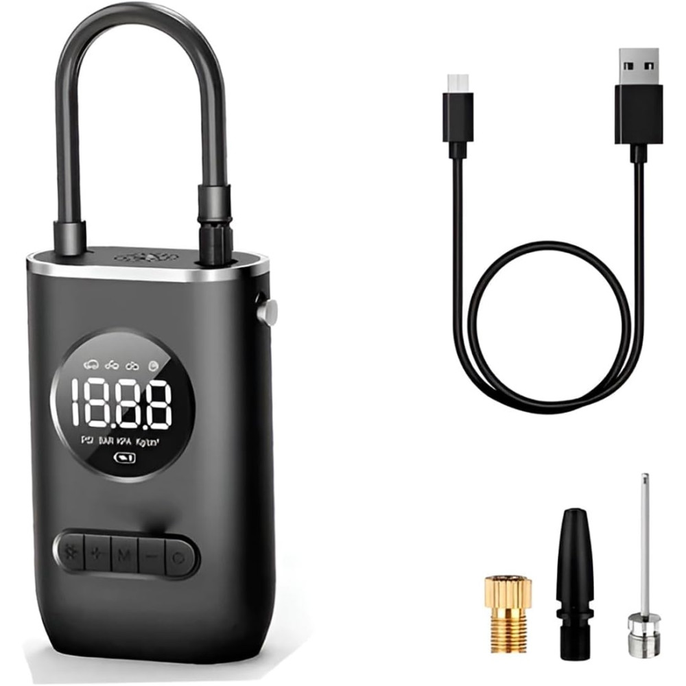 Mini Calibrador Compressor Portátil De Ar Digital, Recarregável USB Com Lanterna