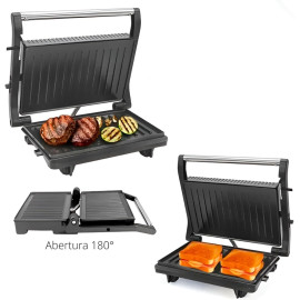 Mini Grill Elétrico de Inox Grelha Antiaderente
