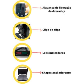 Mini Grill Elétrico de Inox Grelha Antiaderente