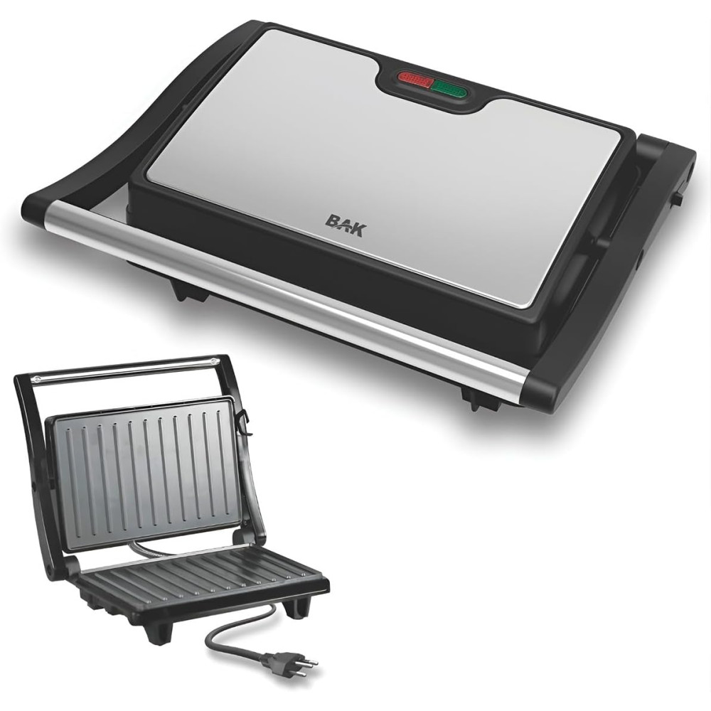 Mini Grill Elétrico de Inox Grelha Antiaderente