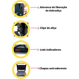 Mini Grill Elétrico de Inox Grelha Antiaderente