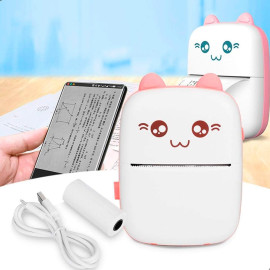 Mini Impressora Térmica Portátil De Bolso Impressão Sem Fio Fotos Notas Bluetooth Para Celulares Tablets (Azul/Rosa)