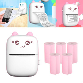 Mini Impressora Térmica Portátil De Bolso Impressão Sem Fio Fotos Notas Bluetooth Para Celulares Tablets (Azul/Rosa)
