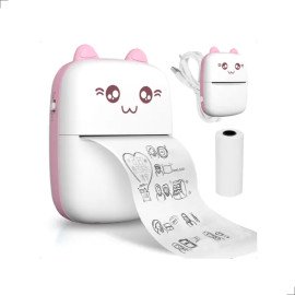 Mini Impressora Térmica Portátil De Bolso Impressão Sem Fio Fotos Notas Bluetooth Para Celulares Tablets (Azul/Rosa)