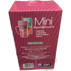 Mini Liquidificador Portátil 6 Lâminas c/Canudo 420ml (Verde/Rosa)