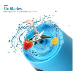 Mini Liquidificador Portatil Mixer Juice Garrafa Portátil Cabo USB 6 LâminaS