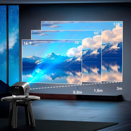 Mini Projetor Portátil 4K 1080P Full HD, Android 13, Wi-Fi 6 5G/2.4G, Bluetooth 5.2, Correção Trapezoidal, Rotação 360°