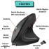 Mouse Gamer Vertical Sem Fio Ergonômico Recarregável Com Conexão USB 2.4G + Bluetooth e Ajuste de DPI
