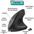 Mouse Gamer Vertical Sem Fio Ergonômico Recarregável Com Conexão USB 2.4G + Bluetooth e Ajuste de DPI