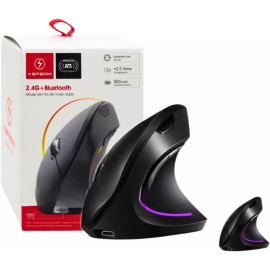 Mouse Vertical Sem Fio (Wireless e Bluetooth) 2400dpi