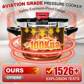 Panela de Pressão Aço Inox 6 Litros Fundo Triplo Indução e Gás - Segurança Tripla e Cozimento Rápido - Modelo Premium Polido.