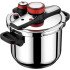 Panela de Pressão Aço Inox 6 Litros Fundo Triplo Indução e Gás - Segurança Tripla e Cozimento Rápido - Modelo Premium Polido.