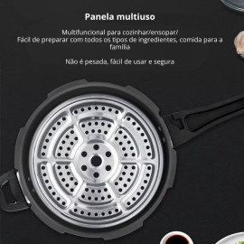 Panela de Pressão Alumínio e Base Aço Inox Fundo Triplo com Sistemas de Segurança, Compatível com Indução e Gás