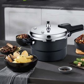 Panela de Pressão Alumínio e Base Aço Inox Fundo Triplo com Sistemas de Segurança, Compatível com Indução e Gás