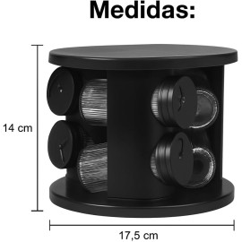 Porta Condimento Giratório com 6 Potes em Vidro