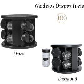 Porta Condimento Giratório com 6 Potes em Vidro