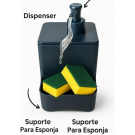 Porta Detergente e Esponja com Bico Dosador de Aço Inoxidável
