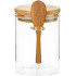 Pote De Vidro Hermético Com Tampa E Colher De Bambu 440ML Linha Premium