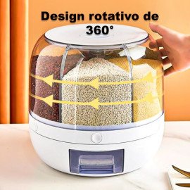 Pote Dispensador de Grãos Giratório para Proteção dos Alimentos.