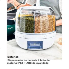 Pote Dispensador de Grãos Giratório para Proteção dos Alimentos.