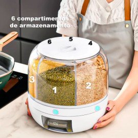 Pote Dispensador de Grãos Giratório para Proteção dos Alimentos.