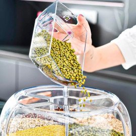 Pote Dispensador de Grãos Giratório para Proteção dos Alimentos.