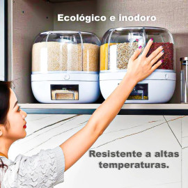 Pote Dispensador de Grãos Giratório para Proteção dos Alimentos.