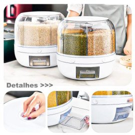 Pote Dispensador de Grãos Giratório para Proteção dos Alimentos.