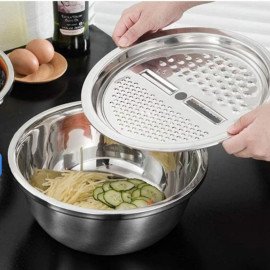Conjunto Bacia de Aço Inox com Ralador 4 em 1