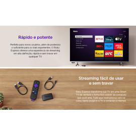 Roku Express -  Dispositivo de streaming para TV HD/Full HD 4K compatível com Alexa, Siri e Google. Inclui Cabo HDMI