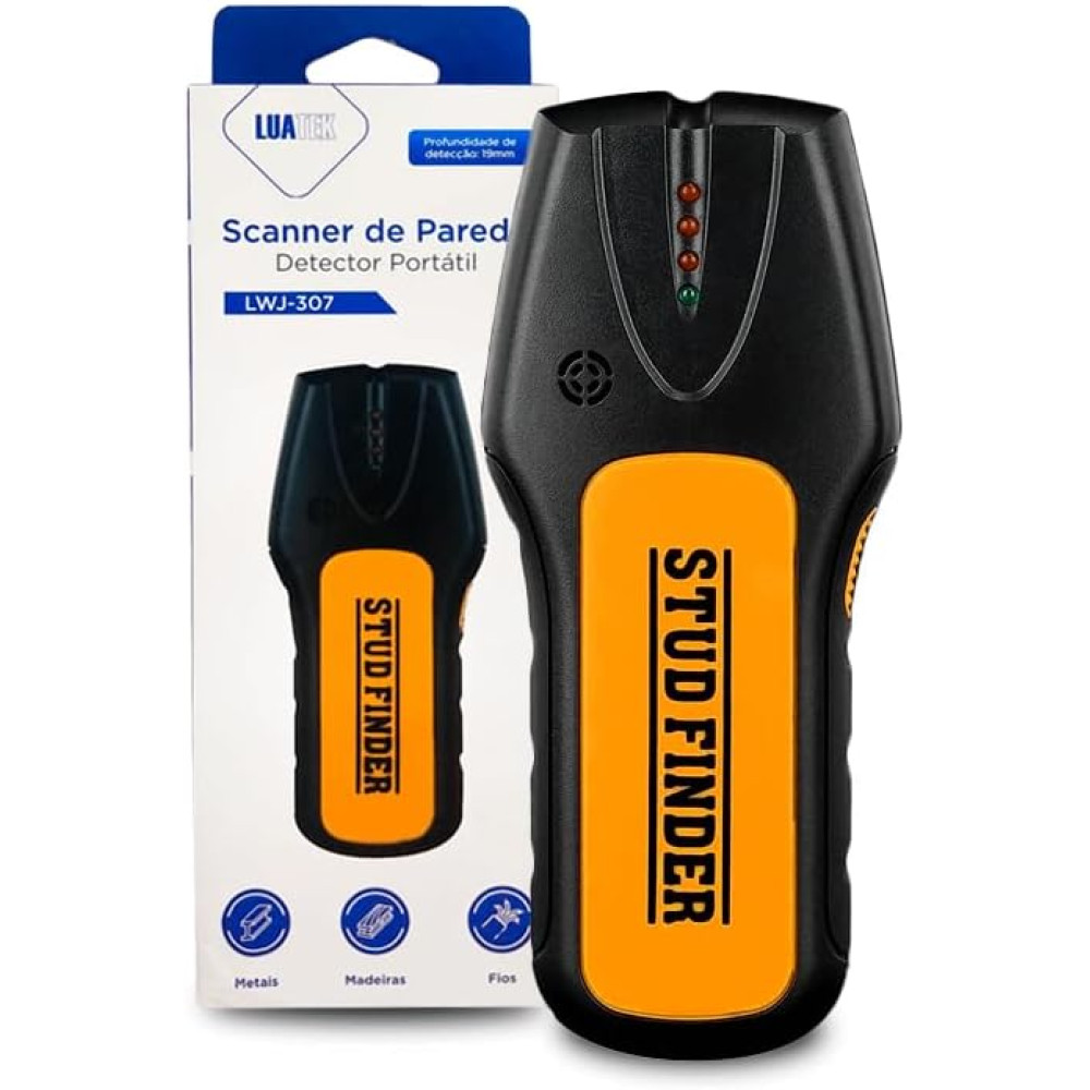 Scanner Detector Parede Profissional Portátil Viga Tubo Madeira Fio Metal Cor Amarelo Alta Sensibilidade