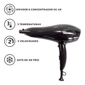 Secador de Cabelo Professional Turbo Ar Quente Frio 110v ou 220v