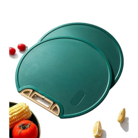 Tábua de Corte Redonda/Retangular Antiderrapante Verde para Churrasco e Cozinha