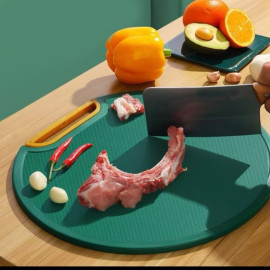 Tábua de Corte Redonda/Retangular Antiderrapante Verde para Churrasco e Cozinha