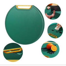 Tábua de Corte Redonda/Retangular Antiderrapante Verde para Churrasco e Cozinha