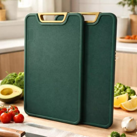 Tábua de Corte Redonda/Retangular Antiderrapante Verde para Churrasco e Cozinha