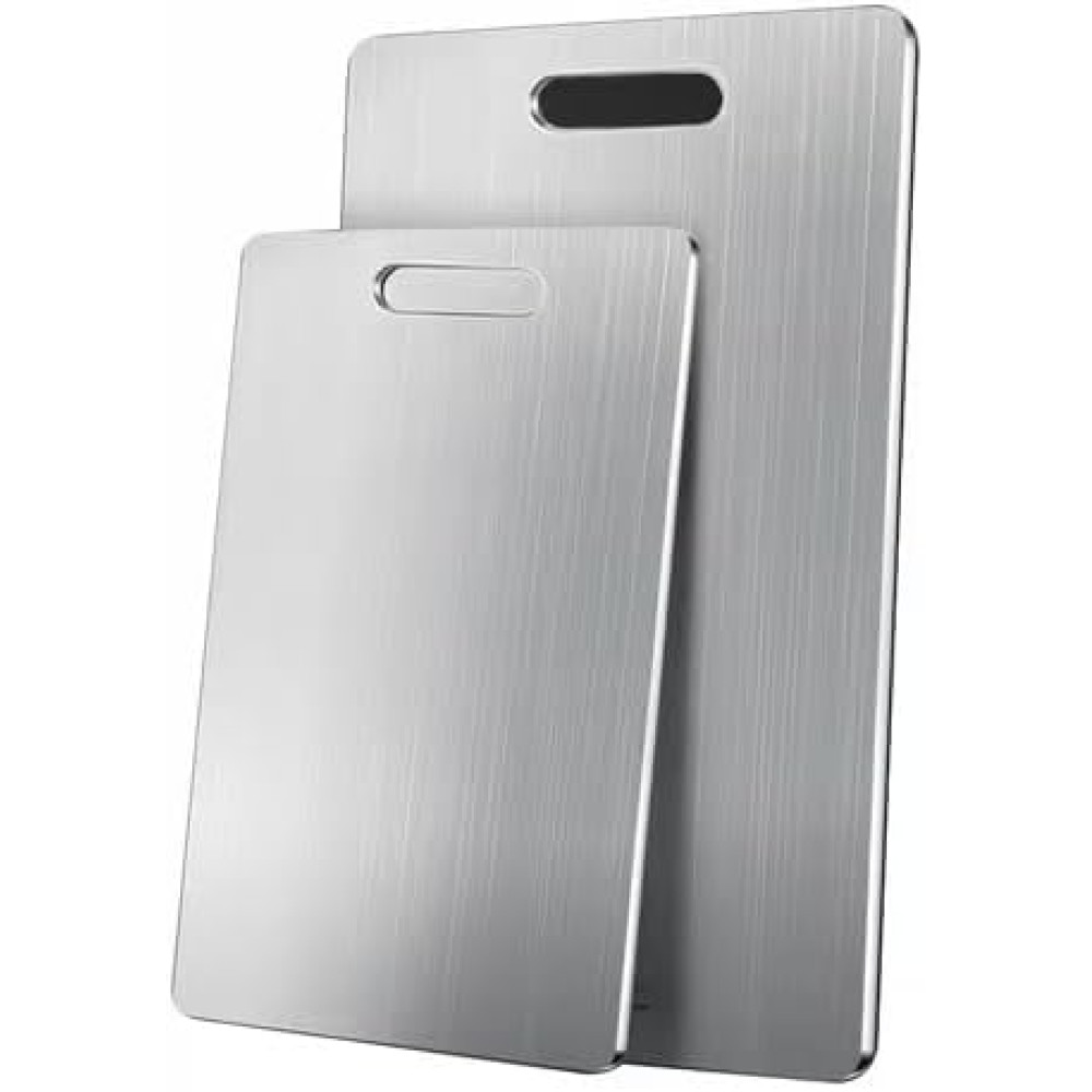 Tábua de Corte em Aço Inox 34x23 cm para Cozinha | Resistente à Corrosão, Compatível com Lava-Louças