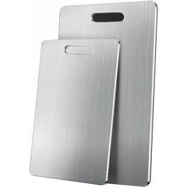 Tábua de Corte em Aço Inox 34x23 cm para Cozinha | Resistente à Corrosão, Compatível com Lava-Louças