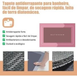 Tapete de Banheiro Veludo Cristal, Super Absorvente e Antiderrapante