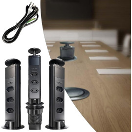 Torre de Tomadas de Mesa Elevatória 3 Pinos com USB Tipo-C