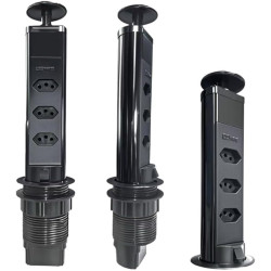 Torre de Tomadas de Mesa Elevatória 3 Pinos com USB Tipo-C