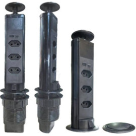 Torre de Tomadas de Mesa Elevatória 3 Pinos com USB Tipo-C