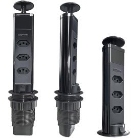 Torre de Tomadas de Mesa Elevatória 3 Pinos com USB Tipo-C